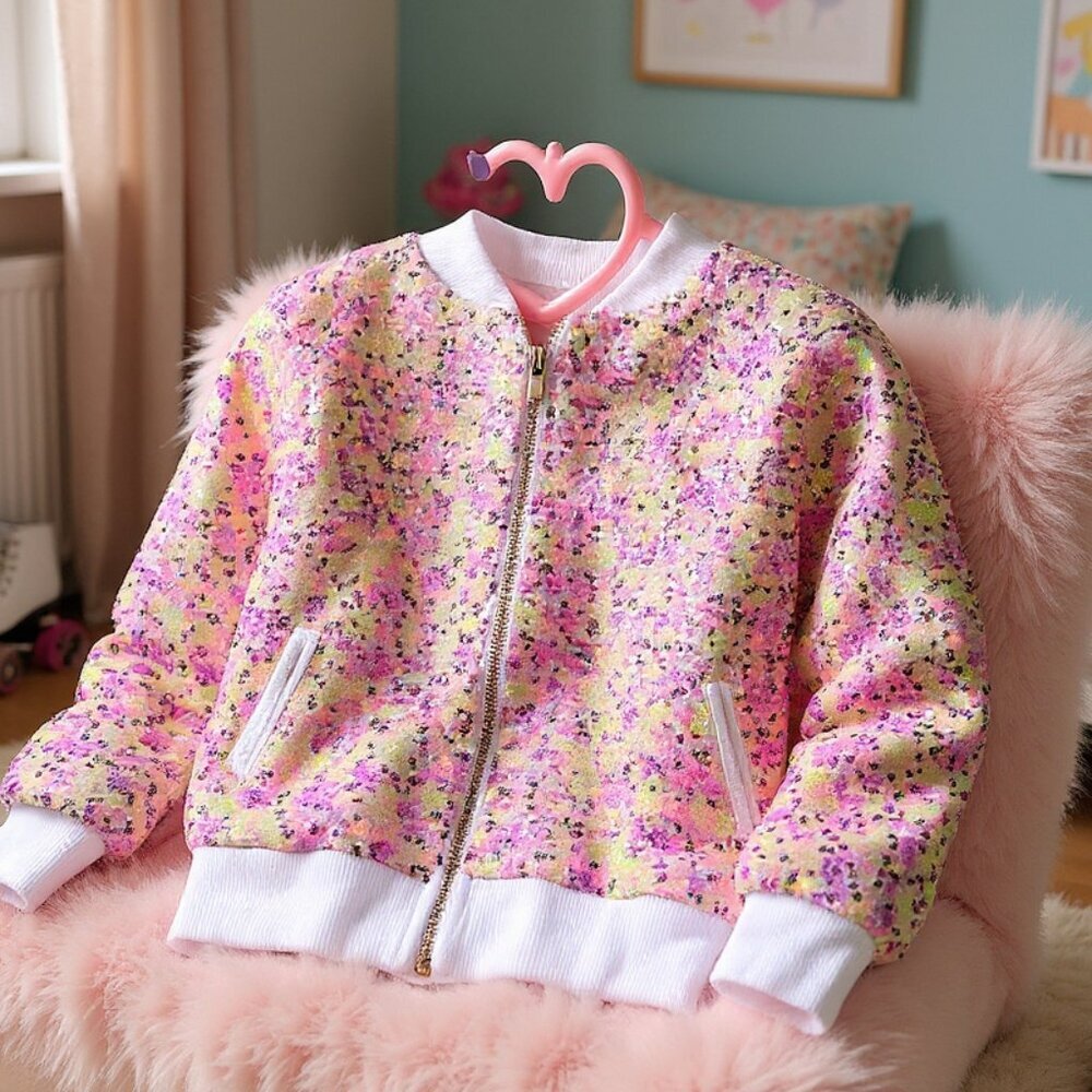 Spring Pink Sequin Girls Jacket NWT